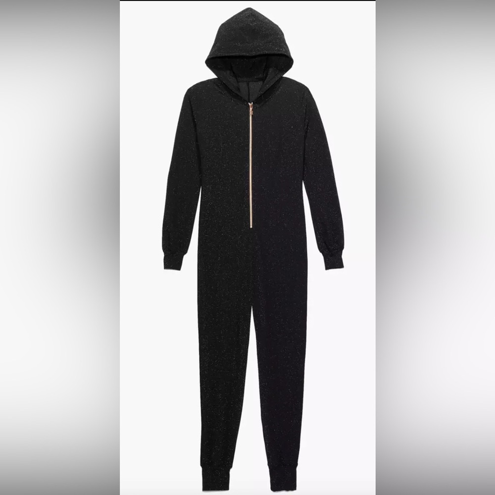 Savage x Fenty Black Sparkle‎ Hooded Jumpsuit XS